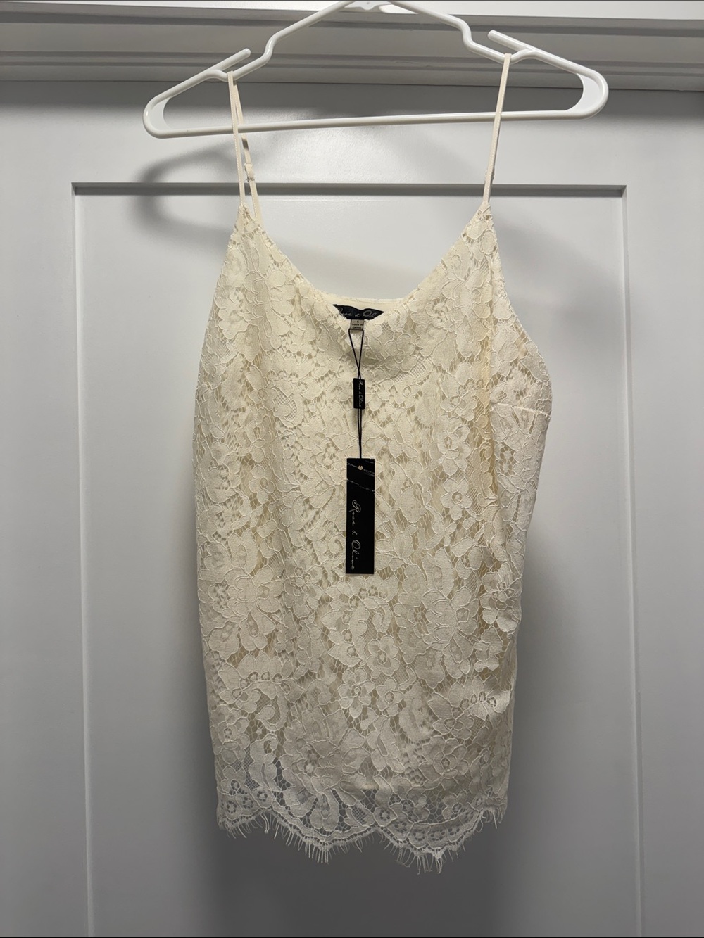 Rose & Olive Cream Lace Tank